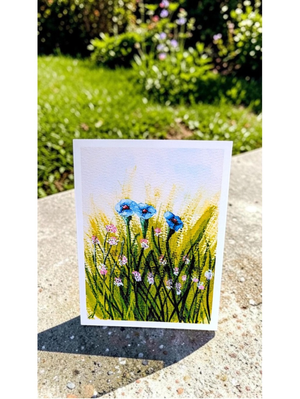 12 Watercolor Notecards: Whimsical Wildflowers (4.25" x 5.5") - Picture 4 of 8